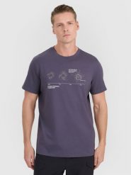 4F T-shirt regular z nadrukiem męski - szary 3XL. Szare t-shirty 4F, m, bez wzorów, z bawełny, bez kołnierzyka, bez ramiączek. Za 59.99 zł.