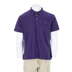 Second life - Męskie krótkie rękawy polo fioletowe - Jak nowy. Fioletowe koszulki polo RALPH LAUREN, m, bez wzorów, bez kołnierzyka, bez ramiączek, na golfa. Za 127.76 zł.