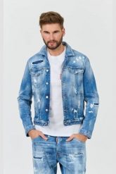 DSQUARED2 Kurtka jeansowa męska Dan Jean Jacket, Rozmiar 56. Niebieskie kurtki Dsquared2, l, bez wzorów, z jeansu, bez kaptura. W wyprzedaży za 2,199.99 zł.