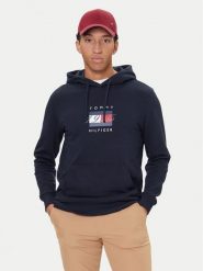 Tommy Hilfiger Bluza Linear Flag MW0MW41332 Granatowy Regular Fit. Niebieskie bluzy Tommy Hilfiger, m, bez wzorów, z bawełny, bez kaptura. Za 349.99 zł.