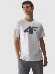 4F T-shirt regular z nadrukiem męski - biały XXL. Białe t-shirty 4F, m, bez wzorów, z bawełny, bez kołnierzyka, bez ramiączek. Za 59.99 zł.
