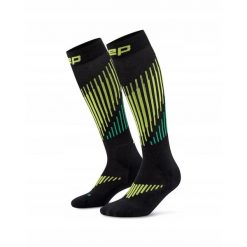 Długie skarpety kompresyjne dla mężczyzn z wełną Merino Core Run CEP. Czarne skarpety CEP, bez wzorów, z elastanu. Za 199.00 zł.