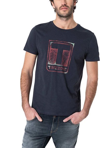 Timezone Koszulka w kolorze granatowo-czerwonym rozmiar: L. Czerwone bezrękawniki Timezone, l, bez wzorów, z bawełny, bez kołnierzyka, bez ramiączek. Za 56.66 zł.