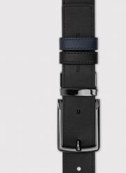 PAKO LORENTE – Dwustronny skórzany pasek męski. Czarne paski Pako Lorente, bez wzorów, ze skóry. Za 199.99 zł.