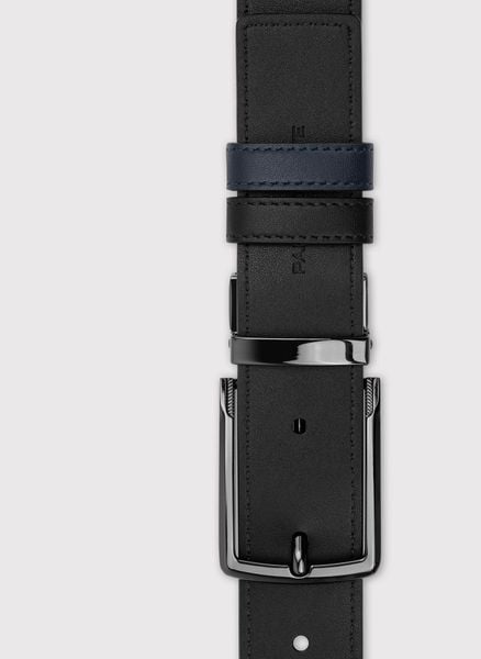 PAKO LORENTE – Dwustronny skórzany pasek męski. Czarne paski Pako Lorente, bez wzorów, ze skóry. Za 199.99 zł.