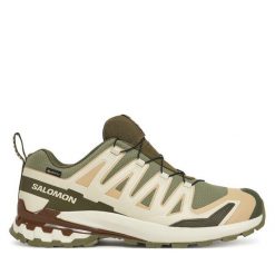 Buty do biegania Salomon. Zielone buty do biegania Salomon, bez wzorów, z gore-texu, bez zapięcia, do biegania, gore-tex. Za 509.99 zł.