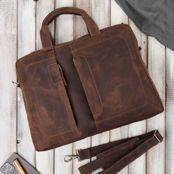 Skórzana torba męska na laptopa z uchwytem na walizkę brązowa vintage Paolo Peruzzi E-26-NBR. Brązowe torby na laptopa . Za 329.00 zł.