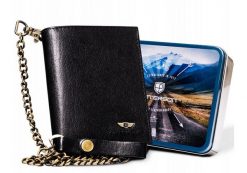 Portfel z łańcuchem Peterson [DH] PTN 303Ł-2-1-1 czarny. Czarne portfele Peterson, bez wzorów, ze skóry. Za 104.00 zł.
