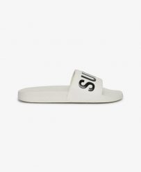 Superdry Pool Sliders – klapki z profilowaną wkładką – Brilliant White. Białe klapki Superdry, z poliesteru. Za 123.00 zł.