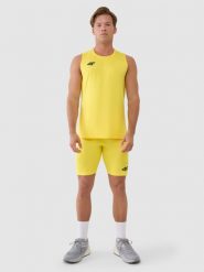4F Legginsy krótkie treningowe męskie - żółte XL. Żółte legginsy długie sportowe 4F, m, bez wzorów, z dzianiny, do biegania. Za 109.99 zł.