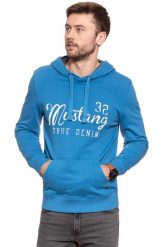 MUSTANG BLUZA Logoprint Hoodie DEEP WATER 1007259 5392. Niebieskie bluzy Mustang, m, bez wzorów, z kapturem. W wyprzedaży za 69.99 zł.