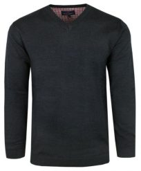 Męski Klasyczny Sweter w Serek (V-Neck) - Antracytowy. Szare swetry rozpinane Adriano Guinari, l, bez wzorów, z bawełny, bez kołnierzyka, bez ramiączek. Za 159.00 zł.