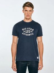 Koszulka męska z nadrukiem granatowa Teller 403. Niebieskie t-shirty BIG STAR, l, z aplikacjami, z dzianiny, bez kołnierzyka, bez ramiączek. Za 119.99 zł.