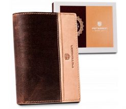Portfel skórzany Peterson brązowy [DH] PTN N4-SHS-4117 BR-T. Brązowe portfele Peterson, bez wzorów, ze skóry. Za 81.99 zł.