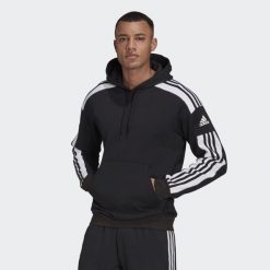 Bluza piłkarska męska adidas Squadra 21 Sweat Hoody. Czarne bluzy z kapturem Adidas, m, bez wzorów, z kapturem. Za 147.19 zł.