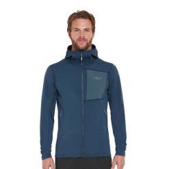 Bluza polarowa męska Rab Superflux Hoody z kapturem. Niebieskie bluzy z kapturem RAB, m, bez wzorów, z polaru, z kapturem. Za 407.41 zł.