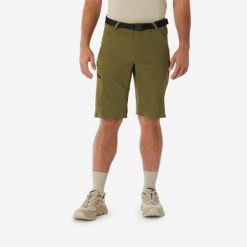 Spodenki turystyczne męskie Quechua MH500. Brązowe szorty QUECHUA, l, bez wzorów, z elastanu, sportowe. Za 119.99 zł.