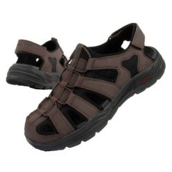 Sandały Skechers Arch Fit 204348/CHOC brązowe. Brązowe sandały ze skóry ekologicznej, bez zapięcia. Za 365.58 zł.