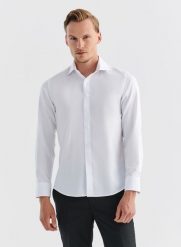 PAKO LORENTE – Koszula męska BODHI P000B-1X-508-B. Białe koszule Pako Lorente, m, bez wzorów, z bawełny, bez kołnierzyka, bez ramiączek. Za 99.99 zł.