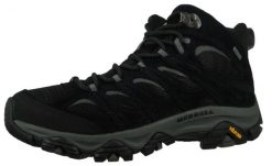 Buty trekkingowe męskie Merrell Moab 3 Mid Gtx Gore-tex. Czarne buty turystyczne Merrell, bez wzorów, z gore-texu, za kostkę, bez zapięcia, outdoorowe, gore-tex. Za 809.99 zł.