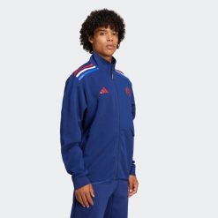 Kurtka do rugby ADIDAS Francuska Reprezentacja Rugby XV de France. Brązowe kurtki Adidas, xl, bez wzorów, z dresówki, bez kaptura. Za 529.99 zł.
