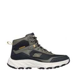 Buty męskie Skechers Hillcrest 2.0 237804 OLBK - trekkingowe, water repellent. Czarne buty trekkingowe Skechers, bez wzorów, bez zapięcia, wspinaczkowe, skechers sport. Za 279.99 zł.