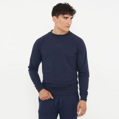 Unisex bluza bawełniana F GORN granatowa. Niebieskie bluzy Legea, bez wzorów, z bawełny, bez kaptura. W wyprzedaży za 84.00 zł.