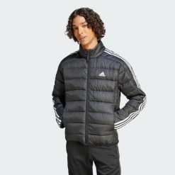 Kurtka Essentials 3-Stripes Light Down. Niebieskie kurtki Adidas, xl, bez wzorów, z materiału, bez kaptura. Za 433.00 zł.