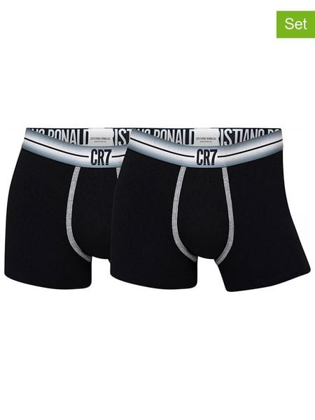 CR7 Bokserki (2 pary) w kolorze czarnym rozmiar: XL. Czarne bokserki CR7, xl, bez wzorów, z bawełny. Za 52.42 zł.