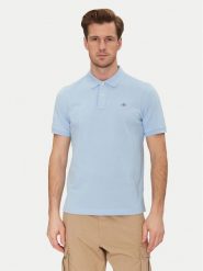 Gant Polo Shield Piqué 2210 Błękitny Regular Fit. Niebieskie koszulki polo GANT, m, bez wzorów, z bawełny, bez kołnierzyka, bez ramiączek. Za 299.99 zł.