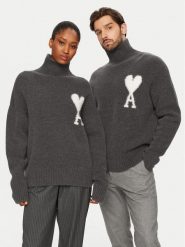 AMI PARIS Golf UKS425.KN0032 Szary Relaxed Fit. Szare golfy AMI PARIS, l, bez wzorów, z wełny, bez kołnierzyka, bez ramiączek. Za 1,649.00 zł.