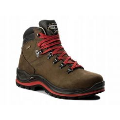 Buty trekkingowe męskie GRISPORT wysokie wodoodporne skóra. Brązowe buty trekkingowe Grisport, bez wzorów, z materiału, bez zapięcia. Za 629.00 zł.