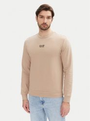 EA7 Emporio Armani Bluza 8NPM30 PJVRZ U6155 Beżowy Regular Fit. Brązowe bluzy EA7 Emporio Armani, m, bez wzorów, z bawełny, bez kaptura. Za 209.99 zł.