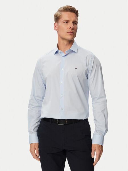 Tommy Hilfiger Koszula MW0MW43749 Niebieski Slim Fit. Niebieskie koszule Tommy Hilfiger, m, bez wzorów, z bawełny, bez kołnierzyka, bez ramiączek. Za 266.99 zł.