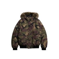 Kurtka bomber z syntetycznym futrem Superdry Everest. Czarne kurtki Superdry, xl, z aplikacjami, z futra, bez kaptura. Za 765.60 zł.