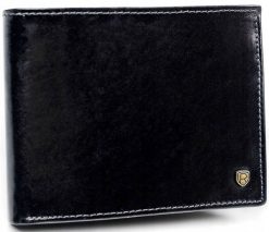 Portfel męski skórzany Rovicky N01-RVT BLACK czarny. Czarne portfele ROVICKY, bez wzorów. Za 79.99 zł.