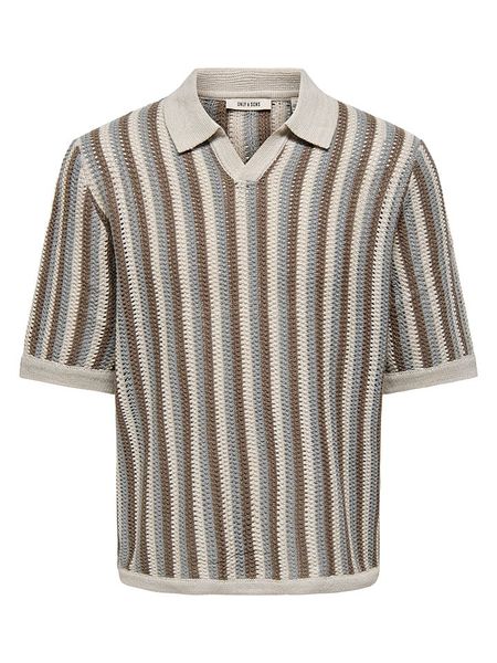 ONLY & SONS Sweter "Onsthue" w kolorze beżowym rozmiar: S. Brązowe swetry nierozpinane Only & Sons, s, bez wzorów, bez kołnierzyka, bez ramiączek. Za 69.91 zł.