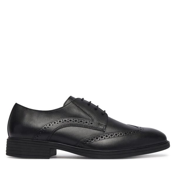 Półbuty Geox. Czarne eleganckie półbuty Geox, bez wzorów, bez obcasa, bez zapięcia. Za 449.99 zł.