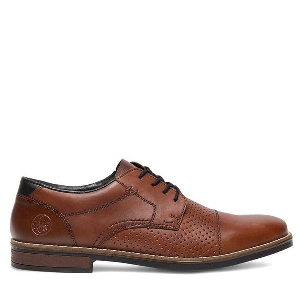 Półbuty Rieker. Brązowe eleganckie półbuty Rieker, bez wzorów, bez obcasa, bez zapięcia. Za 409.99 zł.
