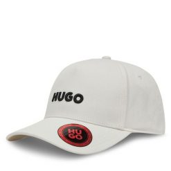 Czapka z daszkiem HUGO. Białe czapki z daszkiem Hugo, bez wzorów. Za 119.99 zł.