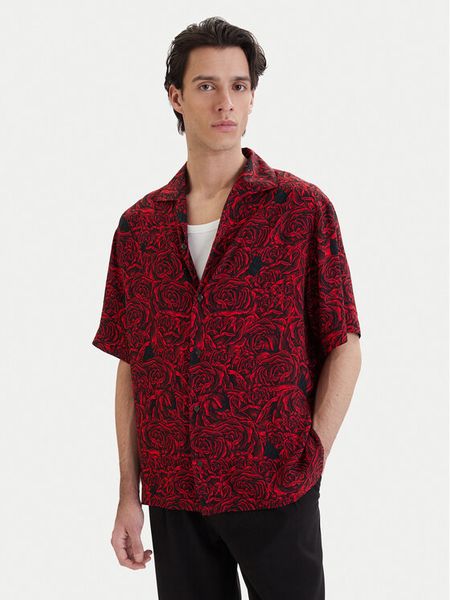 HUGO Koszula Espino 50560596 Czerwony Relaxed Fit. Czerwone koszule Hugo, m, bez wzorów, z wiskozy, bez kołnierzyka, bez ramiączek. Za 519.99 zł.