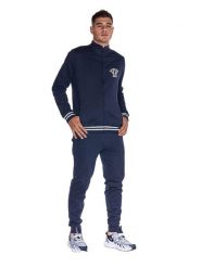 Męski dres zapinany na suwak, z wysokim kołnierzem, linia College. Szare komplety dresowe LEONE 1947 APPAREL, m, bez wzorów, z dresówki, bez ramiączek. Za 126.26 zł.