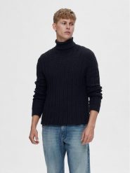 Selected Homme Golf 16090707 Granatowy Regular Fit. Niebieskie golfy Selected Homme, m, bez wzorów, z bawełny, bez kołnierzyka, bez ramiączek. Za 189.99 zł.