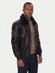 Milestone Kurtka skórzana Tom 531041 21070 Brązowy Regular Fit. Brązowe kurtki Milestone, m, bez wzorów, ze skóry, bez kaptura. Za 2,299.00 zł.