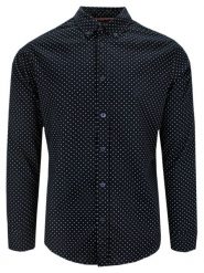 Koszula Casualowa, Czarna w Drobny Wzór, Bawełniana, Delikatnie Taliowana, Długi Rękaw -PAKO JEANS. Czarne koszule Pako Jeans, l, bez wzorów, z bawełny, bez kołnierzyka, bez ramiączek. Za 169.00 zł.