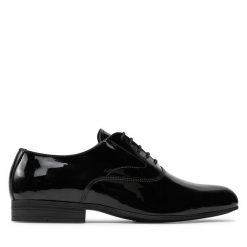 Półbuty Calvin Klein. Czarne eleganckie półbuty CALVIN KLEIN, bez wzorów, bez obcasa, bez zapięcia. Za 519.99 zł.
