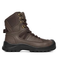 Trzewiki Hunter. Brązowe botki sznurowane Hunter, bez wzorów, bez obcasa, bez zapięcia. Za 349.99 zł.