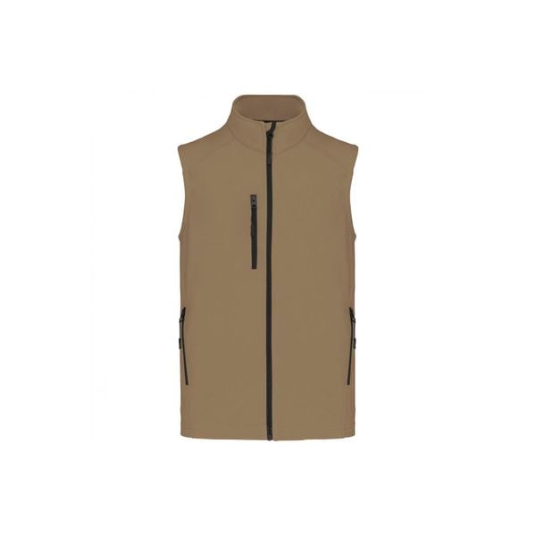 Kurtka bez rękawów Kariban Softshell. Brązowe kurtki KARIBAN, m, bez wzorów, z elastanu, bez kaptura. Za 193.50 zł.