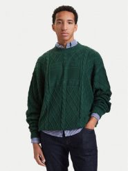 Tommy Jeans Sweter Flag DM0DM23614 Zielony ciemny Relaxed Fit. Zielone swetry rozpinane Tommy Jeans, l, bez wzorów, z bawełny, bez kołnierzyka, bez ramiączek. Za 489.99 zł.