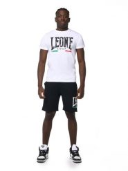Zestaw męski T-shirt + szorty bermudy z logo Vintage. Czarne krótkie spodenki sportowe LEONE 1947 APPAREL, m, bez wzorów, z bawełny. Za 294.70 zł.